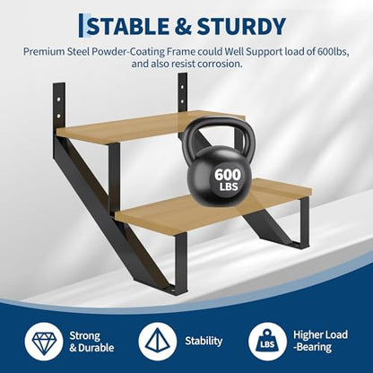Heavy Duty Steel Stair Step Riser 2 Pack - 2 Step Reinforced Metal Stringer with Support Legs - Corrosion-Resistant Indoor/Outdoor, Max 600lb Capacity - Step 2 |with a Pair of Gloves