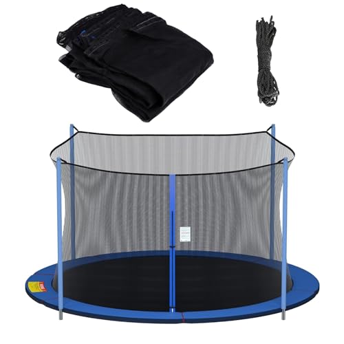 Cliselda Round Trampoline Replacement Safety Net for 6 Straight Poles - size: 14 FT Net For 4 Poles