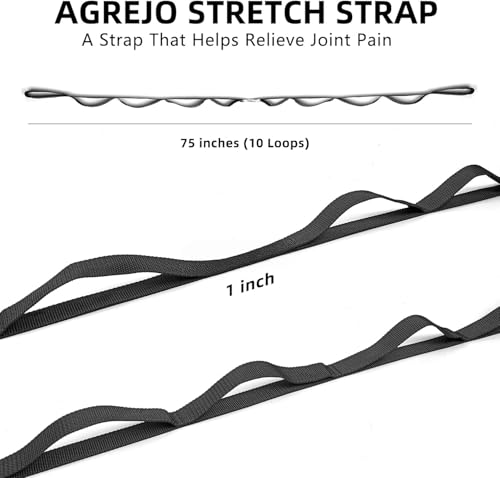Stretching Strap Yoga Strap Physical Therapy for Home Workout, 10 Loops Non-Elastic Stretch Band for Pilates, Flexibility, Exercise and Gymnastics