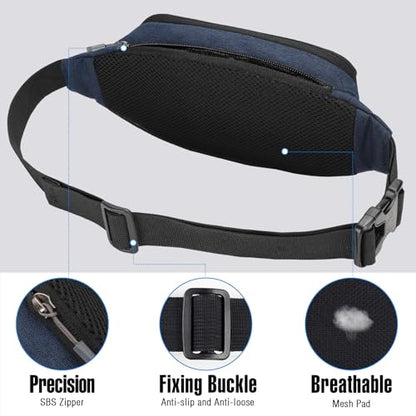 WATERFLY Small Fanny Pack Crossbody Lightweight Waist Bag for Woman Man - color: Navy Blue
