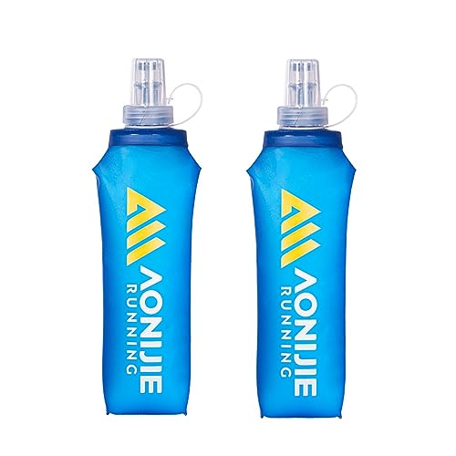 AONIJIE Soft Flasks, TPU Collapsible Foldable Water Bottles for Hydration Pack Running Cycling 2 Pack (500ml pack of 2) - color: 500ml pack of 2