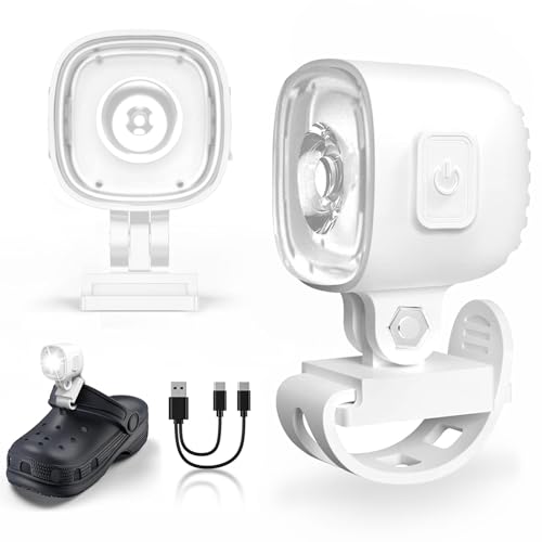 2 Pcs Rechargable Headlights for Croc, Outdoor Waterproof LED Flashlight for Shoes, Clip on Crock Light Attachment Charm, Accessories for Camping, Walking, IPX6, 3 Light Modes, Last 20 Hours - color: White-New, size: 2 PCS