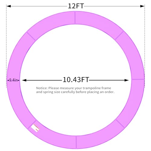 ACWARM HOME 16FT/15FT/14FT/12FT/10FT Trampoline Safety Pad Replacement, Round Trampoline Spring Protection Cover, Fits 16FT/15FT/14FT/12FT/10FT Frames, Water-Resistant Trampoline Accessories - color: Purple, size: 12FT