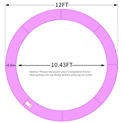 ACWARM HOME 16FT/15FT/14FT/12FT/10FT Trampoline Safety Pad Replacement, Round Trampoline Spring Protection Cover, Fits 16FT/15FT/14FT/12FT/10FT Frames, Water-Resistant Trampoline Accessories - color: Purple, size: 12FT