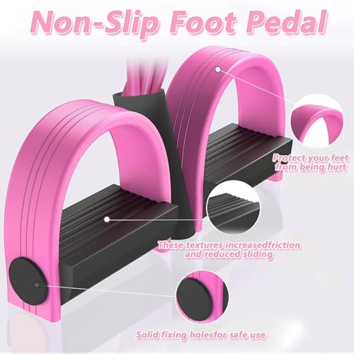 6-Tube Pedal Resistance Band for Women,Fixed High Resistance Foot Pedal Exerciser,Anti-Snap Home Gym Workout Equipment for Abdomen,Waist,Arm,Leg,Glutes,Full Body Toning & Strength Training - color: pink