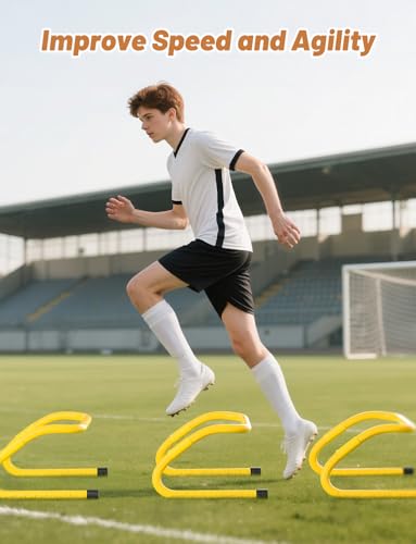 GHB Agility Hurdles Adjustable 8.3"&12.6" Speed Training Equipment Set - color: Yellow 5 Pack