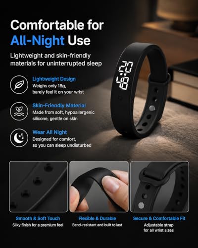 Vibrating Alarm Wristband Clock Watch for Heavy Sleepers, Fit Sleeps Rise Bracelet Bands for Deaf People, Wearable Vibration Wrist Alarm Waterproof Silent Alarms Wristband for Men & Women - color: Blue