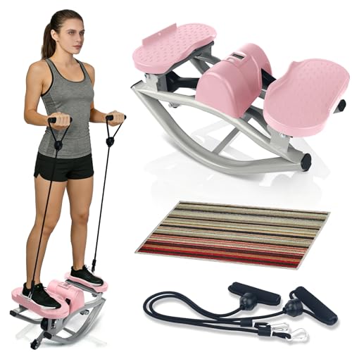 Rock Stepper Machine with Digital Display,Workout at Home,Office - color: pink/white