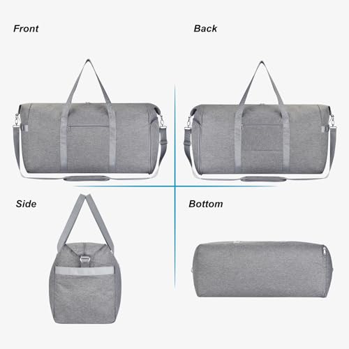 Carry On Luggage 22x14x9 Airline Approved, 65L Gym Duffle Bag for Travel - color: Grey, size: 65L