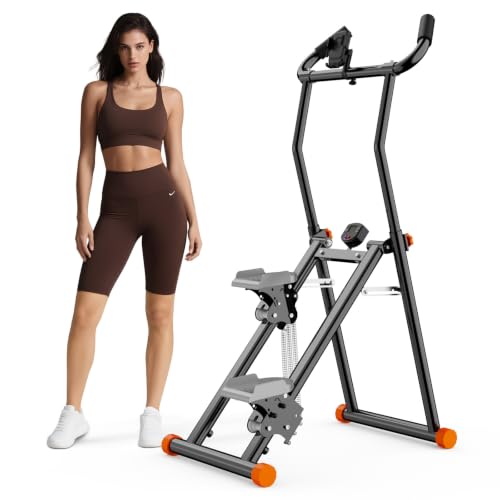 YYJO Foldable Stair Stepper 3 Adjustable Resistance Stair Climber with Handle Bar Cardio Exercise Machine for Home - color: Black