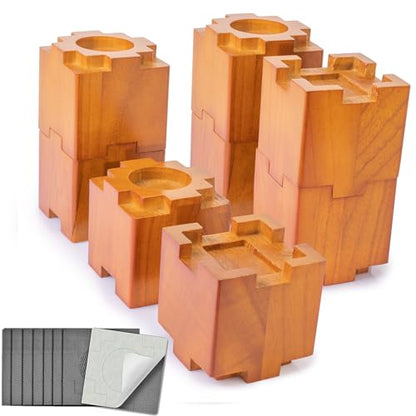Wood Bed Risers with Non-Slip Rubber Pad Furniture 3.5 Inch 8 Pack, Brown - color: Large Brown 8pack