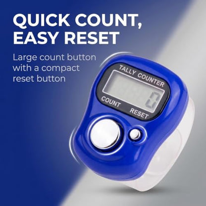 5 Digit LED Digital Row Counter, Display Counter Clicker,Handheld Number Click Counter,Finger Tally Counter,Electronic Finger Counter Hand Tally Counter with Ring for Golf,Track and Field Lap Counters