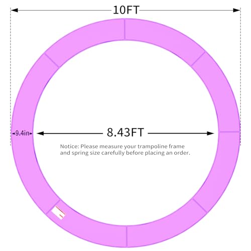 ACWARM HOME 16FT/15FT/14FT/12FT/10FT Trampoline Safety Pad Replacement, Round Trampoline Spring Protection Cover, Fits 16FT/15FT/14FT/12FT/10FT Frames, Water-Resistant Trampoline Accessories - color: Purple, size: 10FT