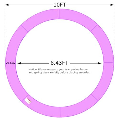 ACWARM HOME 16FT/15FT/14FT/12FT/10FT Trampoline Safety Pad Replacement, Round Trampoline Spring Protection Cover, Fits 16FT/15FT/14FT/12FT/10FT Frames, Water-Resistant Trampoline Accessories - color: Purple, size: 10FT