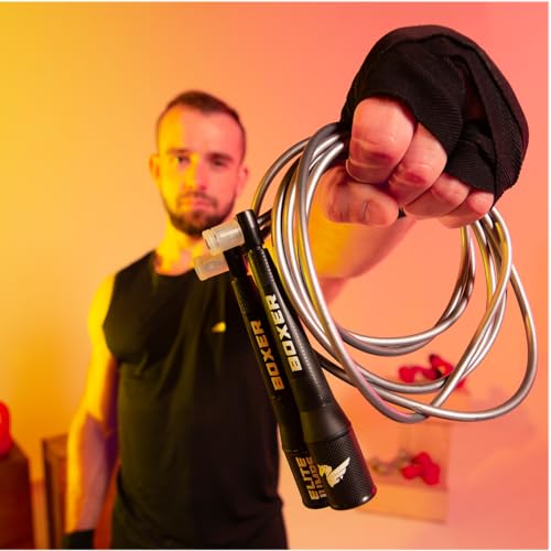 EliteSRS 10 Foot Outdoor Rated 5Mm Pvc, Boxer Jump Rope 3.0 with Smooth Action Polymer Handles and Ergonomic Slip-Resistant Dimpled Grips - color: Red
