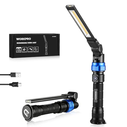 WORKPRO Magnetic LED Work Light, 3200mAh Foldable Rechargeable Flashlight