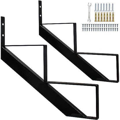 Steel Stair Risers 2 Step, Metal Stair Stringers for Deck Height 19.5 inches, Steel Stair Step Riser for Outside Stairs (2Pack) - size: 2 Step