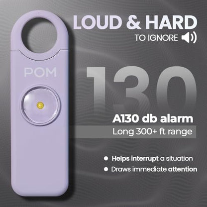 POM Personal Safety Alarm for Women – 130dB Loud Emergency Siren, USB-C Rechargeable with Bright LED Flashlight, Portable Keychain Design for Self Defense, Purse, Backpack & Travel (Lavender) - color: Lavender