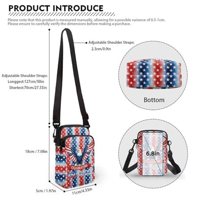 Hawaiian Tribal Small Crossbody Bags for Women Cell Phone Bag Purse, Sea Turtle Zipper Sling Purses Shoulder Bag - color: Bald Eagle