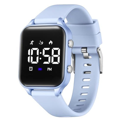 Kids Digital Watches for Boys Girls, Sports Watch with Fitness Tracker, Pedometer, Alarm Clocks, Stopwatch, No App Needed Waterproof Kids Watch, Gift for Teens Student Girls Boys Ages 5-14 - color: L6615E-LightBlue
