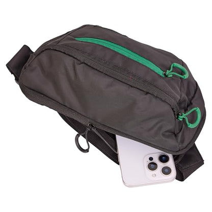 Lightweight Waist Bag with Zipper Pockets, Adjustable Belt Bag for Travel, Hiking, Running and Everyday Carry. (Black/Green Zipper) - style: Black/Green Zipper