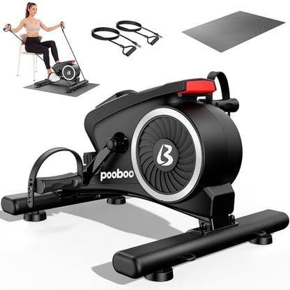 pooboo Under Desk Bike Pedal Exerciser with Magnetic Resistance - color: Black Silver