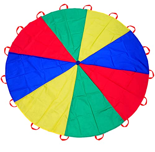 6.5ft/10ft/12ft/13ft/16.4ft/20ft Rainbow Parachute for Outdoor Party Games, Kids Play Parachute Group Cooperative Team Game Toys, Family Get-Together Entertainment - color: 12ft