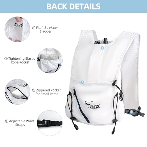 Hydration Backpack for Women Men, Lightweight Running Vest with 1.5L Water Bladder, Breathable Water Backpack for Hiking Running Cycling Climbing-White/Black - style: White