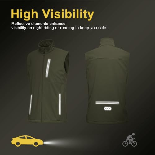 33,000ft Men's Windproof Lightweight Golf Vest Outerwear Sleeveless Jacket - color: Army Green, size: Small