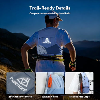 Haimont 8L Trail Running Hydration Vest with Soft Flasks - color: Light Blue, size: Small