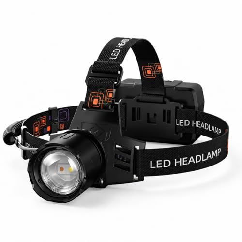 SKYFIRE Rechargeable Headlamp 3000 Lumens, LED Brightest Headlamps for Adults with 7500mAh Battery, Motion Sensor Waterproof Headlamp for Camping Hiking Hunting - Dual Light Sources Warm & White Light