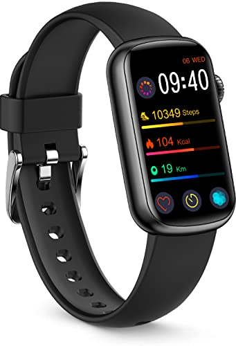 FITVII Slim Fitness Tracker with Blood Oxygen, Blood Pressure, 24/7 Heart Rate and Sleep Tracking, IP68 Waterproof Activity Trackers and Smart Watches with Step Tracker, Pedometer for Women Men - color: Black