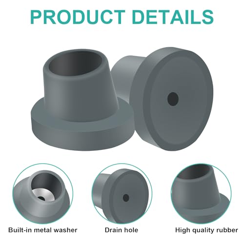 4 Pcs Replacement Feet for Bath Chair Leg Caps Heavy Duty Slope Rubber Feet Pad for Bath Seat Shower Stools (Gray, 1-1/8") - color: Grey