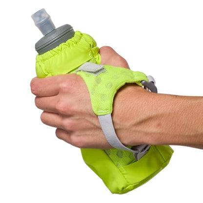 Nathan Handheld Soft Flask 18oz - Exo-Draw Insulated Collapsible Bottle - Grip-Free Strap & Rigid ExoSpine for Comfort/Support - Breathable Mesh Strap - Ideal Running/Hiking, Pinnacle, Lime Green - color: Lime Green, style: 18oz Insulated