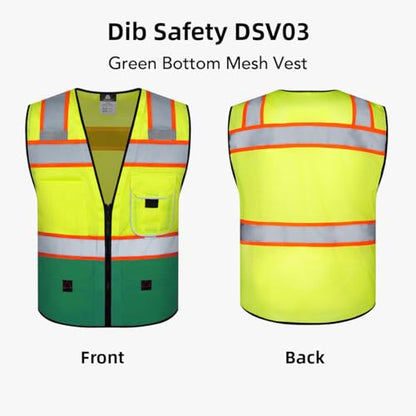 Dib Safety Reflective Safety Vest Made with 3M Tape, Yellow and Green S - color: Yellow & Green, size: Small