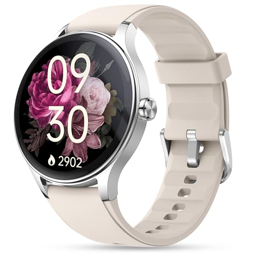 Smart Watch for Women, Ladies & Men, 1.27'' Fitness Watch [41mm case] with Call Receive/Dial, Heart Rate/Stress/Sleep Monitor, AI Voice, IP68 Waterproof Smartwatch with Calculator, Calendar, Games - color: Beige