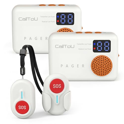 CallToU Caregiver Pager, 2 Call Buttons for Elderly at Home, 2 Receivers - size: 2 call buttons + 2 receivers