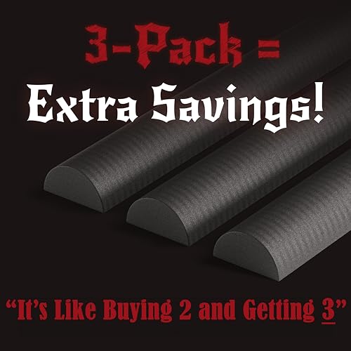 The Foamory 3-Pack Black EVA Foam Dowel - Half Round 10mm x 1M Length Stick - color: 3 Pack: 1M Lengths (3M Total) - 10mm Thickness, size: Black - Half Round Dowel