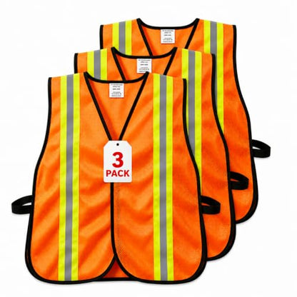 Lightweight Reflective Mesh Safety Vest with Hook and Loop - color: Orange 3p