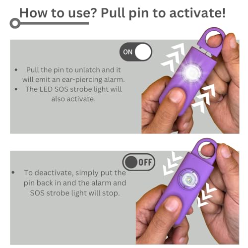 The Original Personal Safety Alarm for Women - Loud Siren, Strobe Light and Key Chain 2.0 Version (Purple) - color: Purple