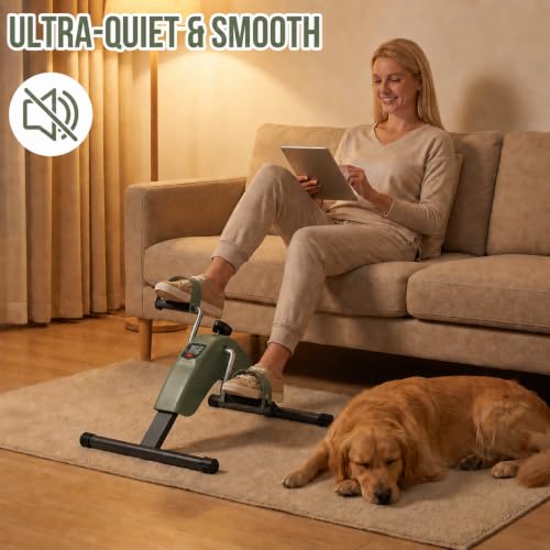 Under Desk Bike Pedal Exerciser for Arms and Legs, Foldable Mini Exercise Bike with LCD Display and Adjustable Resistance for Home and Office - color: Green