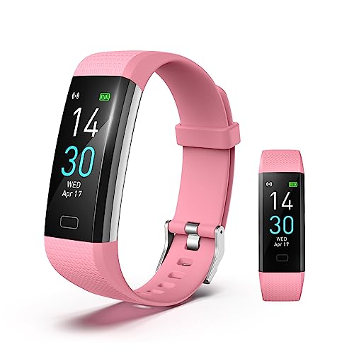 BrilliantHouse Fitness Tracker with Blood Pressure Heart Rate Oxygen Monitor, Activity Sleep & Temperature Smart Watch IP68 Waterproof Pedometer Step Counter for Kids Man Women S5 - color: Pink
