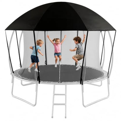 10FT 12FT 14FT 15FT 16FT Dome Trampoline Canopy Cover for Backyard Trampolines, 600D Heavy-Duty Waterproof Fabric with Taped Seams, Curved Roof Design Prevents Water Pooling - size: 10FT