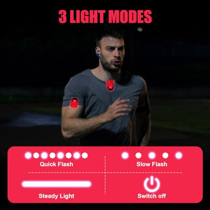 Aucuu Reflective Running Gear Set, Magnetic LED Clip Lights, Rechargeable Magnet Clip, Running Safety Lights with 3 Lighting Modes, High Visibility, Brightly Luminous for Night Running, Cycling - color: #3 Red