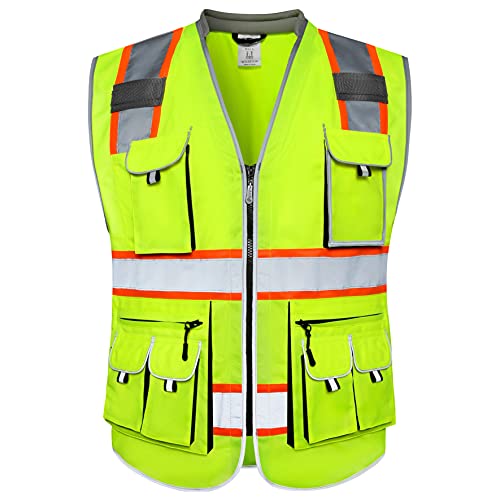 JKSafety Reflective Safety Vest for Men Cushioned Collar JK89 Yellow M - color: Yellowt2s1, size: Medium