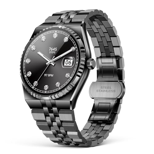 Luxury Smart Watch for Men, Bluetooth Calls, Activity Tracker, Android iOS - color: Black