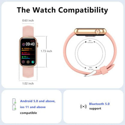 FITVII Slim Fitness Tracker with Blood Oxygen, Blood Pressure, 24/7 Heart Rate and Sleep Tracking, IP68 Waterproof Activity Trackers and Smart Watches with Step Tracker, Pedometer for Women Men - color: Pink