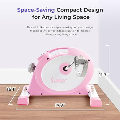 Sunny Health & Fitness Smart Mini Cycle, Under Desk Pedal Arm/Leg Exerciser - color: Pink