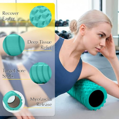 Foam Roller for Deep Tissue Massager High Density Massage Roller - color: Aqua