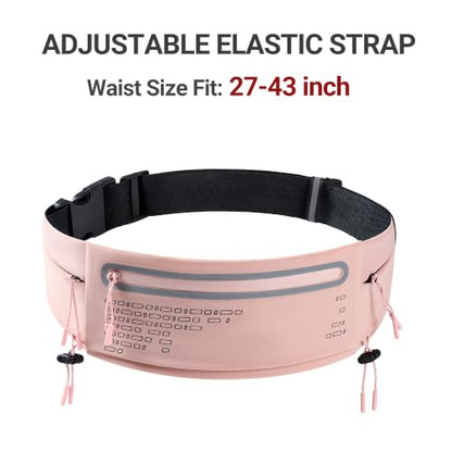 Running Belt Fanny Pack Men Women, Slim No-Bounce Waterproof Phone Holder - color: Pink